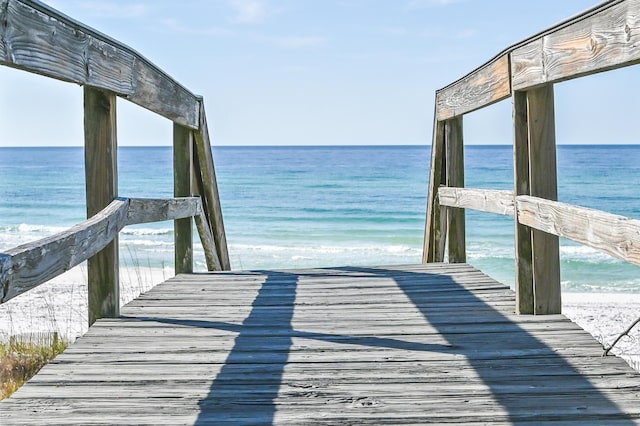 view of dock featuring a water view