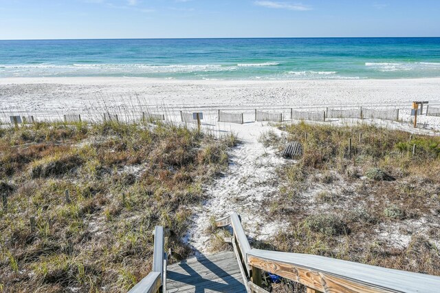 view of water feature featuring a view of the beach