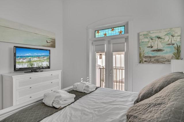 bedroom featuring french doors and access to exterior