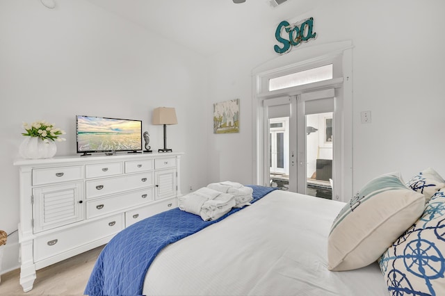 bedroom with light wood-type flooring