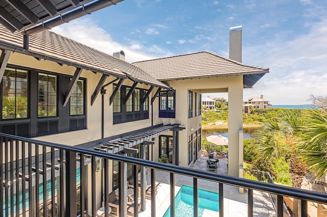 balcony with a water view