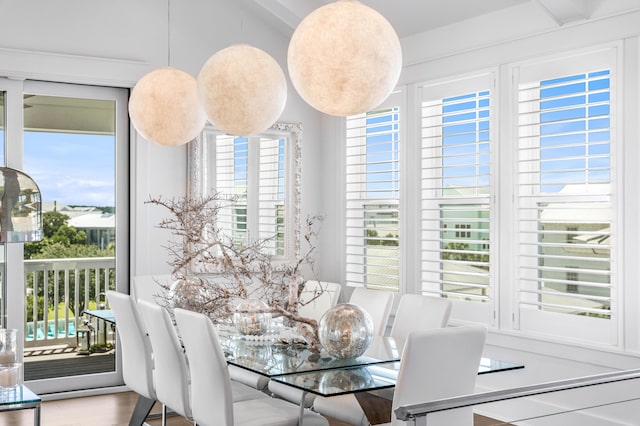 dining room with hardwood / wood-style floors