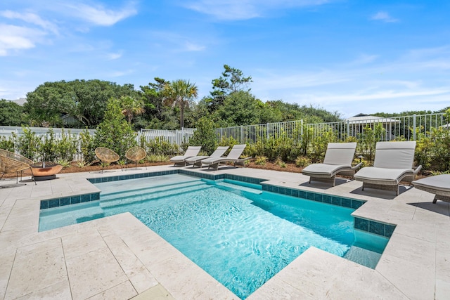 view of pool featuring a patio