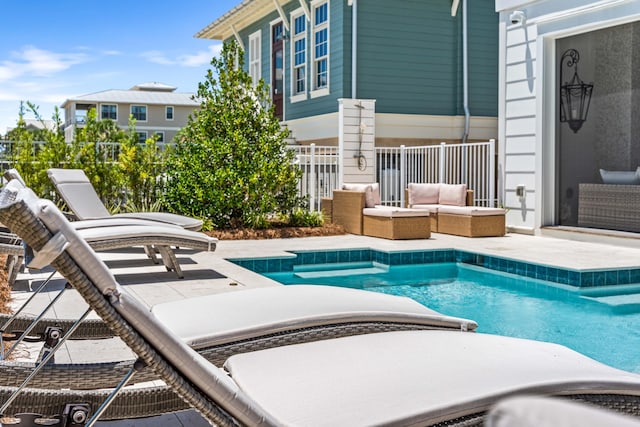 view of pool with an outdoor hangout area and a patio