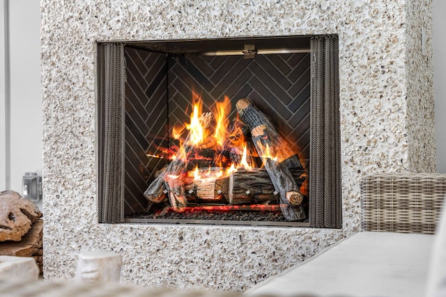 interior details with a fireplace