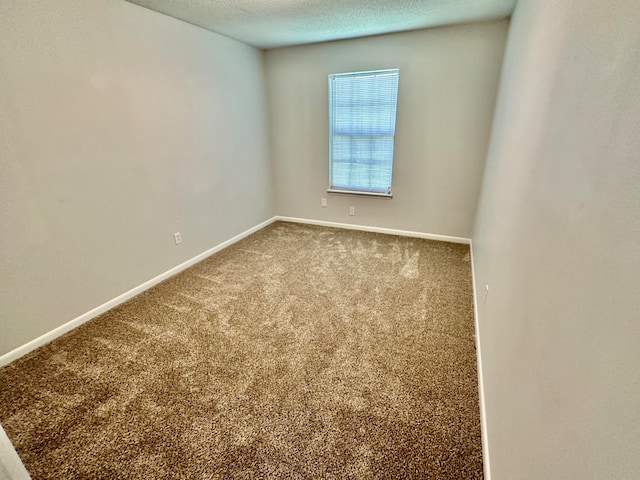 empty room with a textured ceiling and carpet flooring