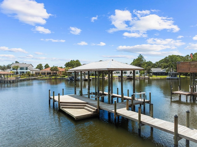 dock area featuring a water view