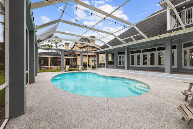 1780 Driftwood Point Rd, Santa Rosa Beach, FL 32459 - pool with french doors, a lanai, and a patio area
