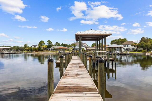 dock area featuring a water view