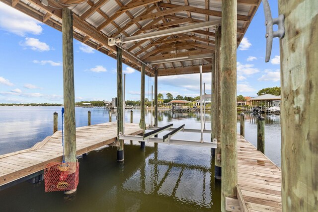 dock area featuring a water view