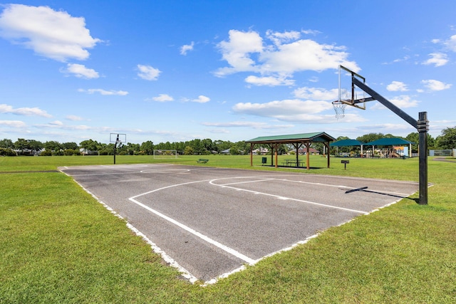 1780 Driftwood Point Rd, Santa Rosa Beach, FL 32459 - view of basketball court featuring a gazebo, a lawn, and community basketball court