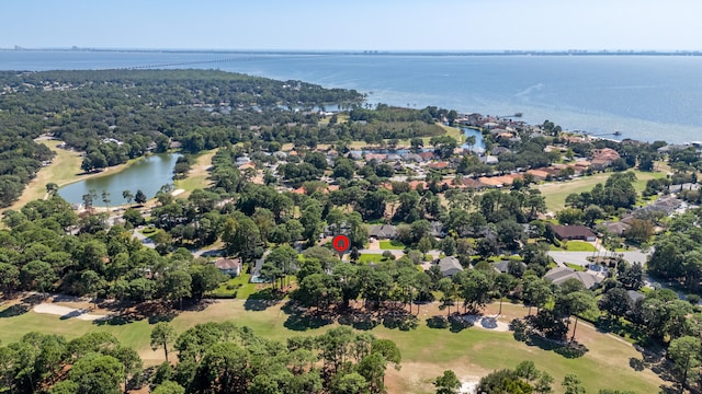 bird's eye view featuring a water view