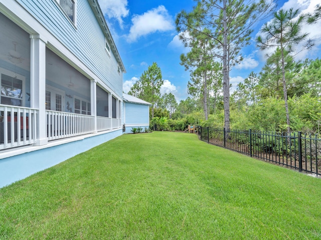 61 Sweet Breeze Dr, Santa Rosa Beach, FL 32459 - view of yard with a ceiling fan and a sunroom