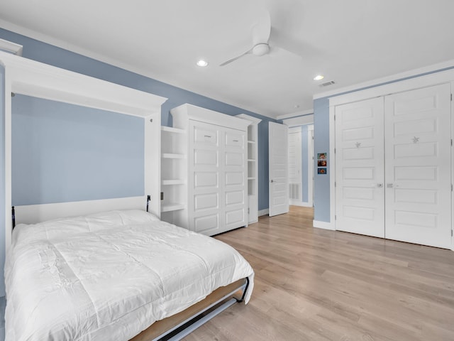61 Sweet Breeze Dr, Santa Rosa Beach, FL 32459 - bedroom with recessed lighting, wood finished floors, baseboards, and a ceiling fan