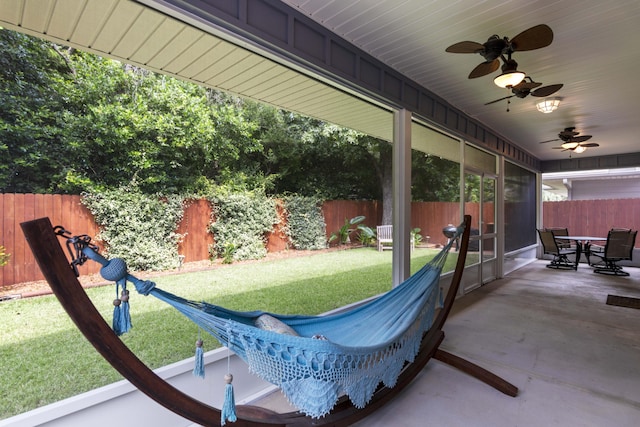 view of patio with ceiling fan