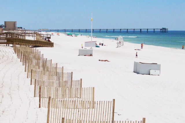 view of water feature featuring a view of the beach