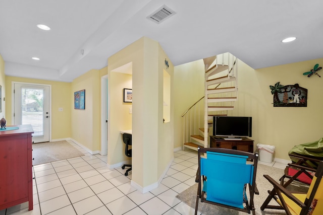 interior space with light tile patterned flooring