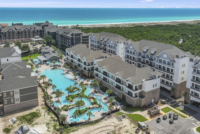 bird's eye view featuring a water view