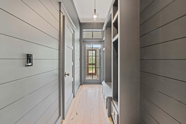 hallway featuring light wood-type flooring