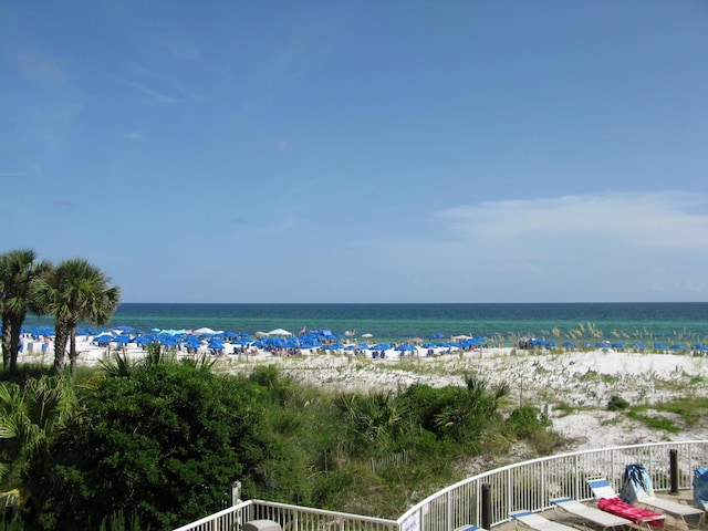 view of water feature featuring a view of the beach