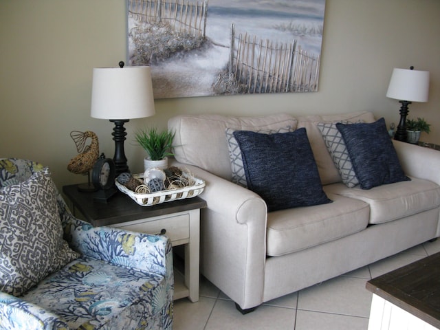 view of tiled living room