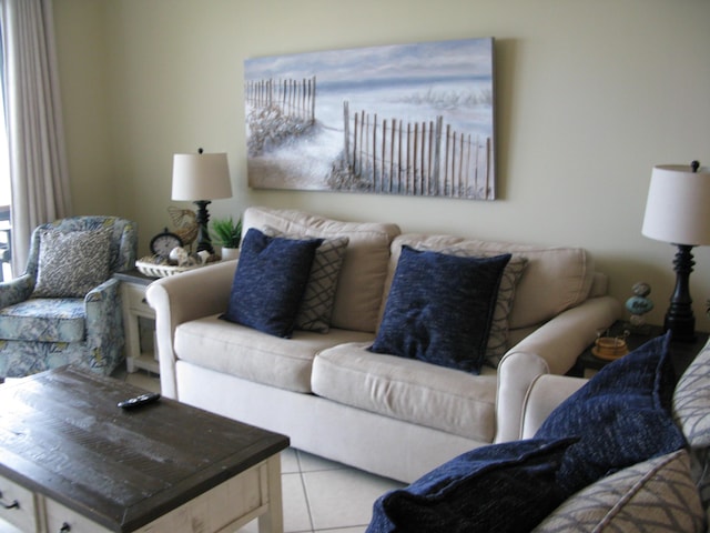 view of tiled living room