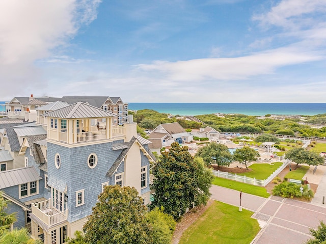 bird's eye view featuring a water view