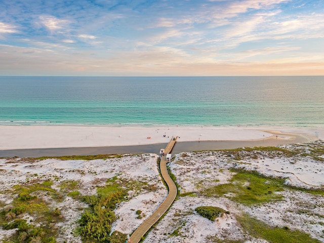 view of water feature featuring a beach view