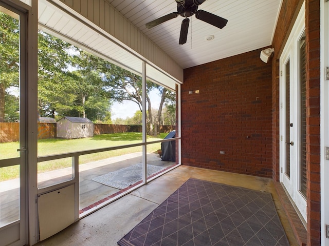 view of unfurnished sunroom