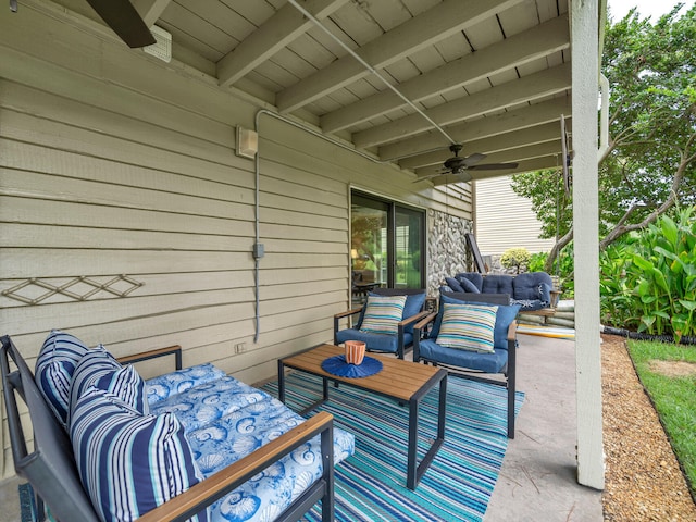 view of patio / terrace with outdoor lounge area and ceiling fan