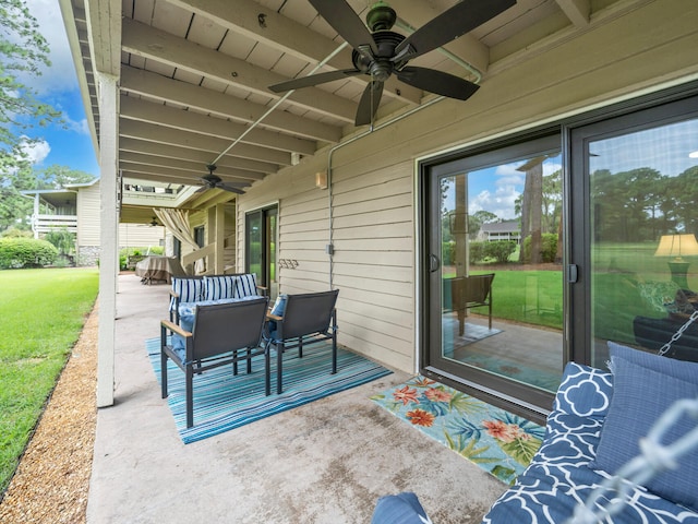 view of patio with ceiling fan