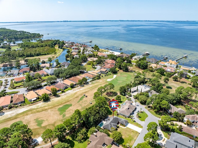 bird's eye view featuring a water view