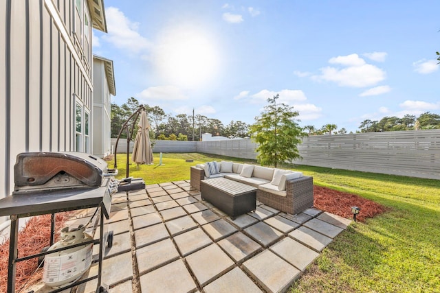 view of patio with an outdoor living space