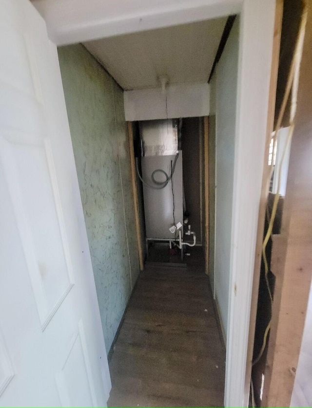 hallway with hardwood / wood-style flooring