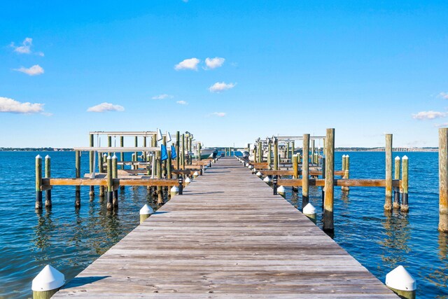 view of dock featuring a water view