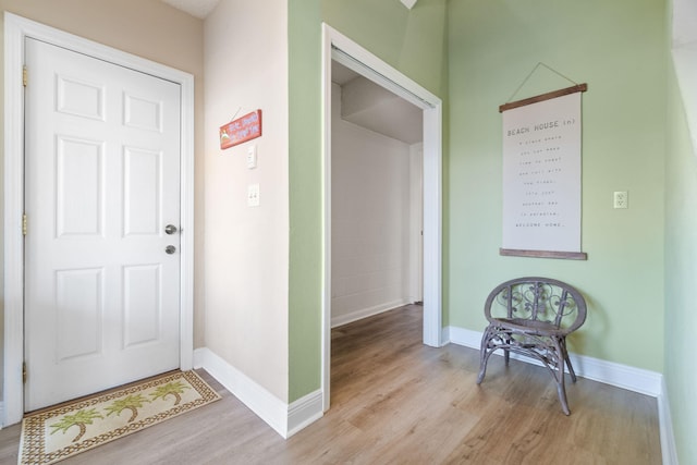 foyer with light wood-type flooring