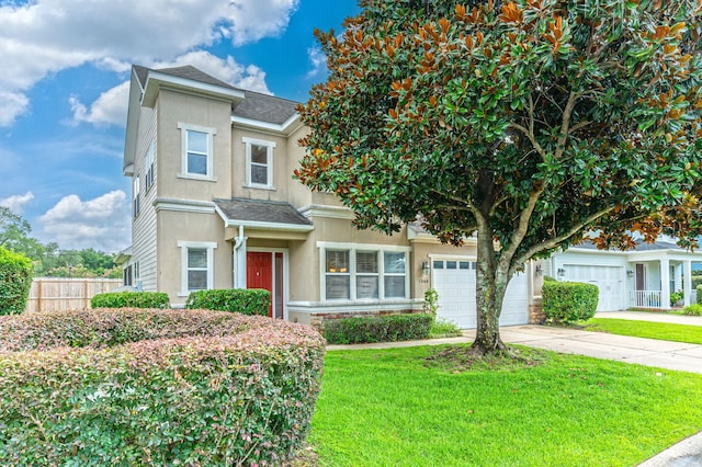 view of front of property with a front lawn