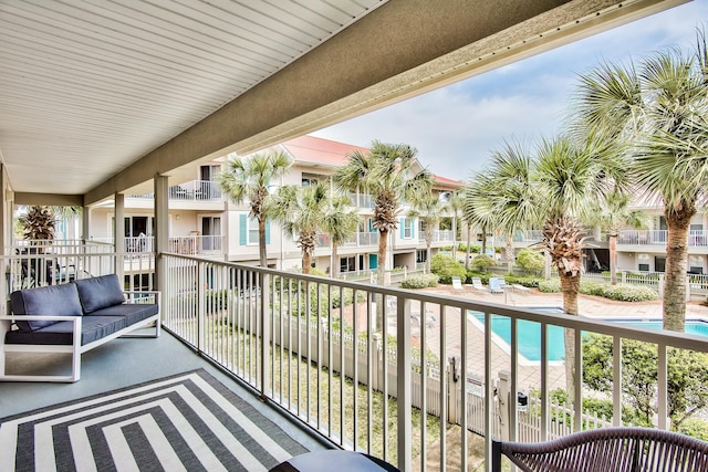 balcony with a community pool