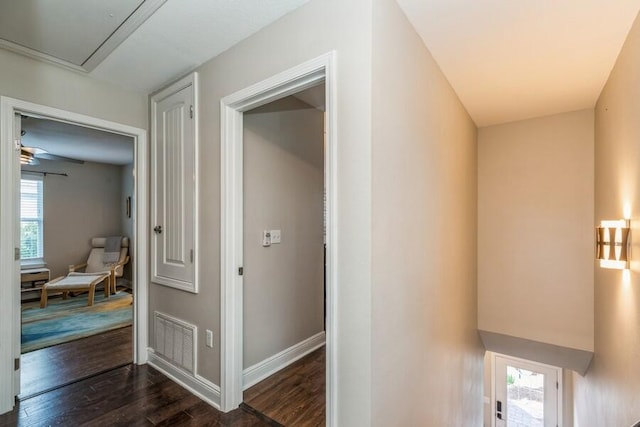 hall with hardwood / wood-style flooring and plenty of natural light