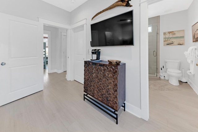 corridor featuring light hardwood / wood-style floors and a wealth of natural light