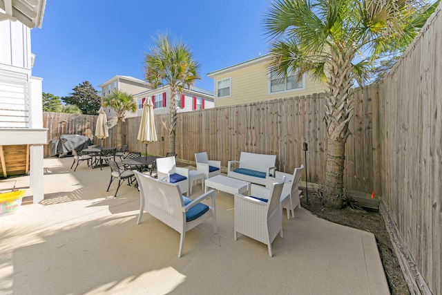 view of patio / terrace featuring an outdoor hangout area