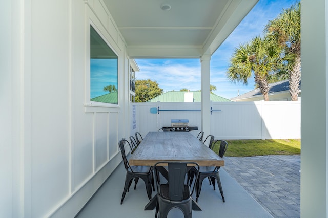 view of patio / terrace featuring outdoor dining space and a fenced backyard