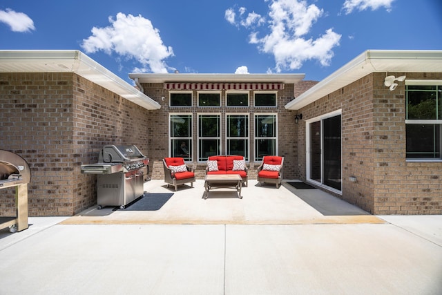 view of patio featuring an outdoor hangout area and area for grilling