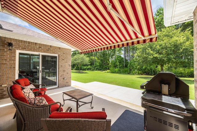 view of patio / terrace featuring a grill