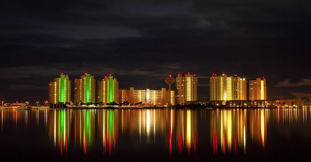 property view of water featuring a view of city lights