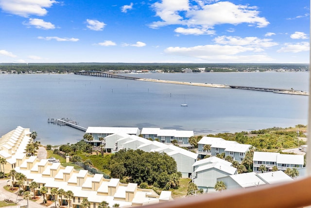 view of water feature with a residential view