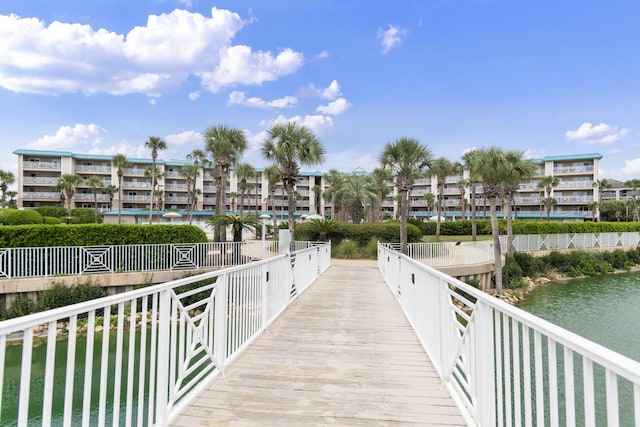 view of dock featuring a water view