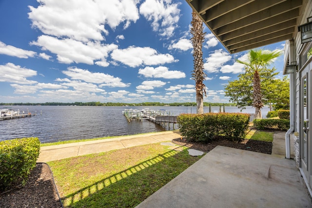 exterior space with a boat dock