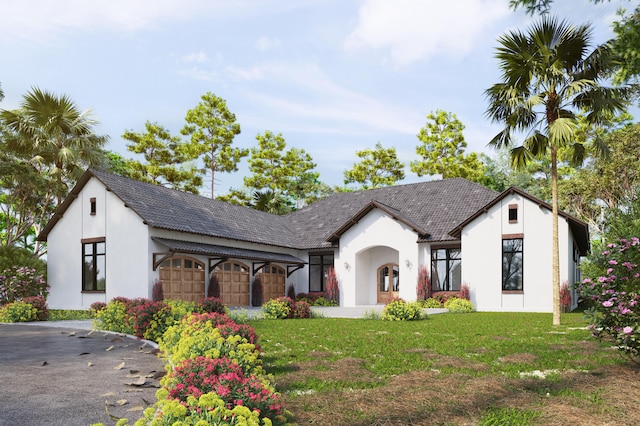 view of front of home featuring a front lawn