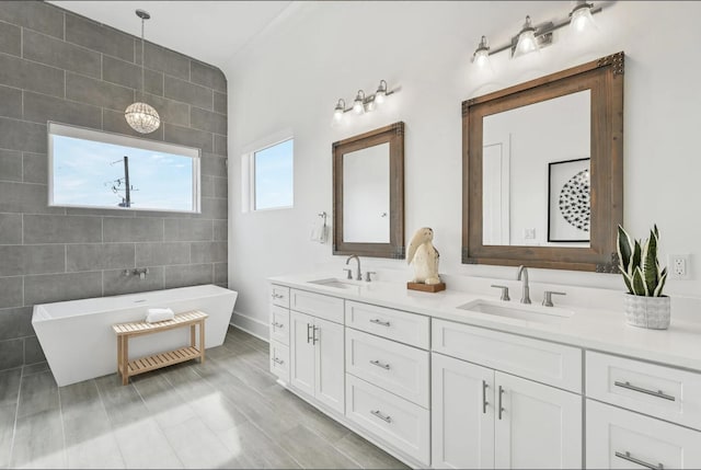 bathroom featuring vanity and a bathtub